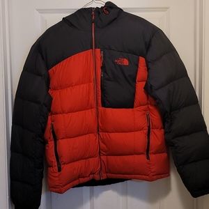 Red and Black The NorthFace Bubble Jacket